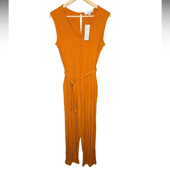 Amour Vert Pants - Amour Vert | Ribbed Belted Jumpsuit Ginger | Large